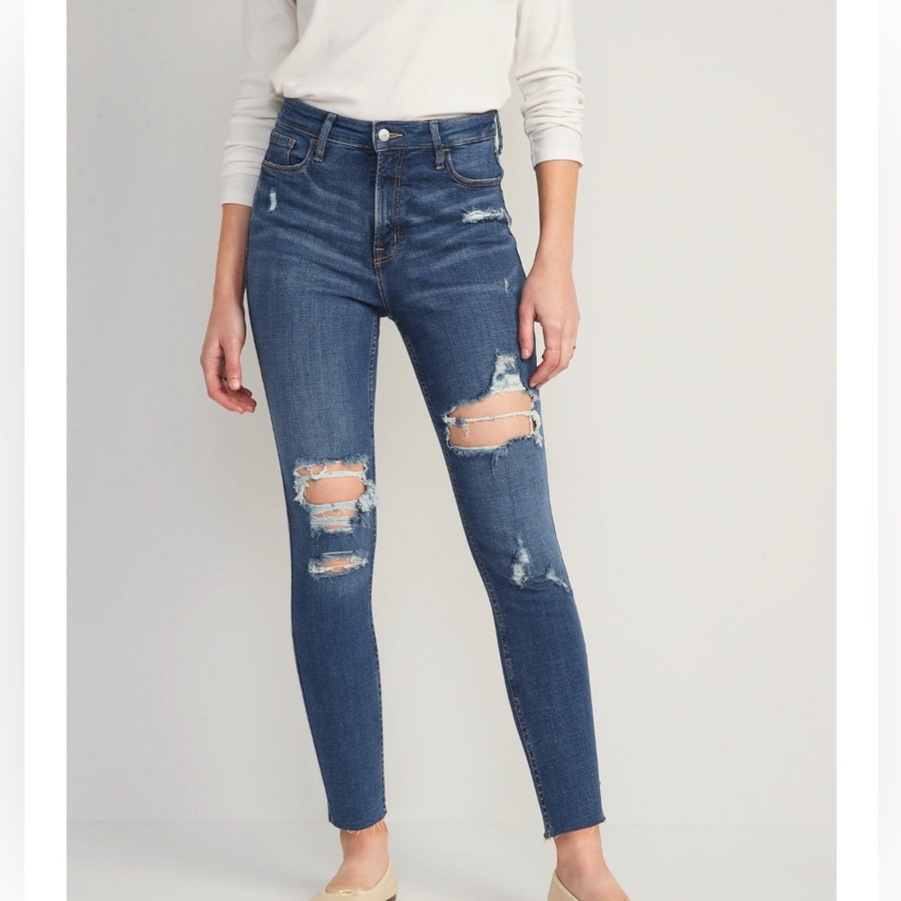 New bag w/ tags old navy extra high rise rockstar super skinny 14 petite jeans